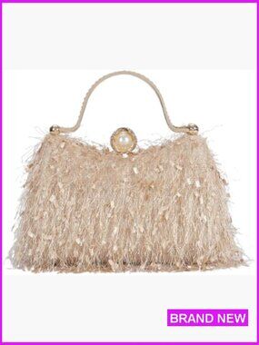 Elegant Evening Clutch Purse Tassel Formal Prom Handbag with Chain